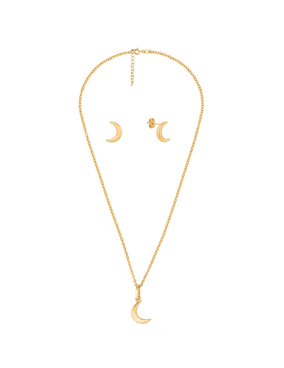 Aretes y collar de Luna Unlimited By Ob de oro amarillo 10 K