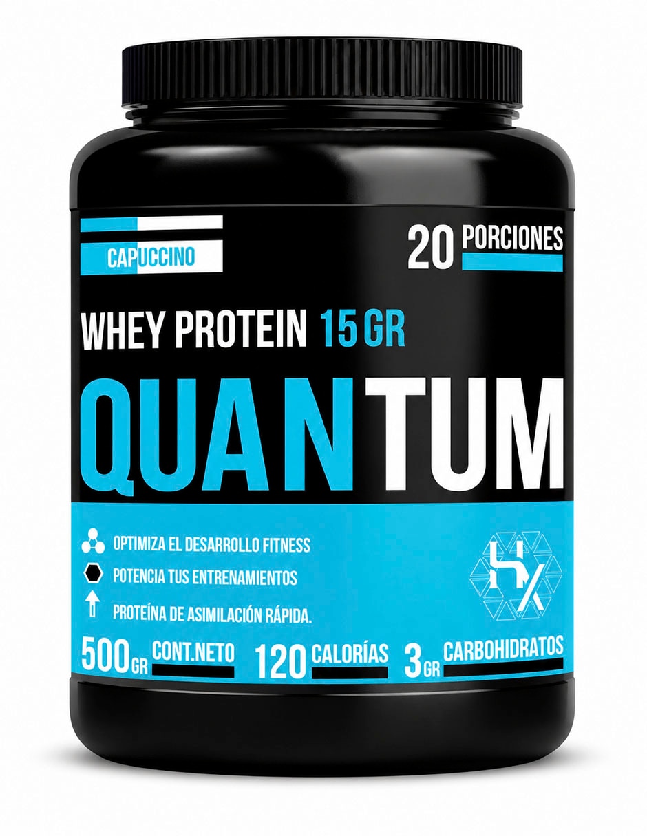 Proteína Quantum Whey Protein pre entreno Olix sabor capuccino de 15 g