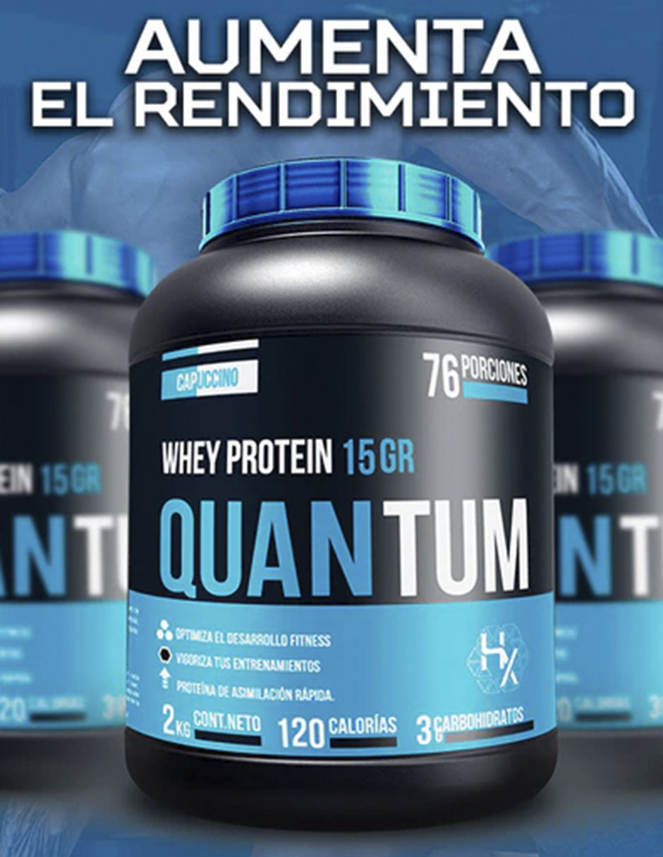 Proteína Quantum Whey Protein pre entreno Olix sabor capuccino de 15 g
