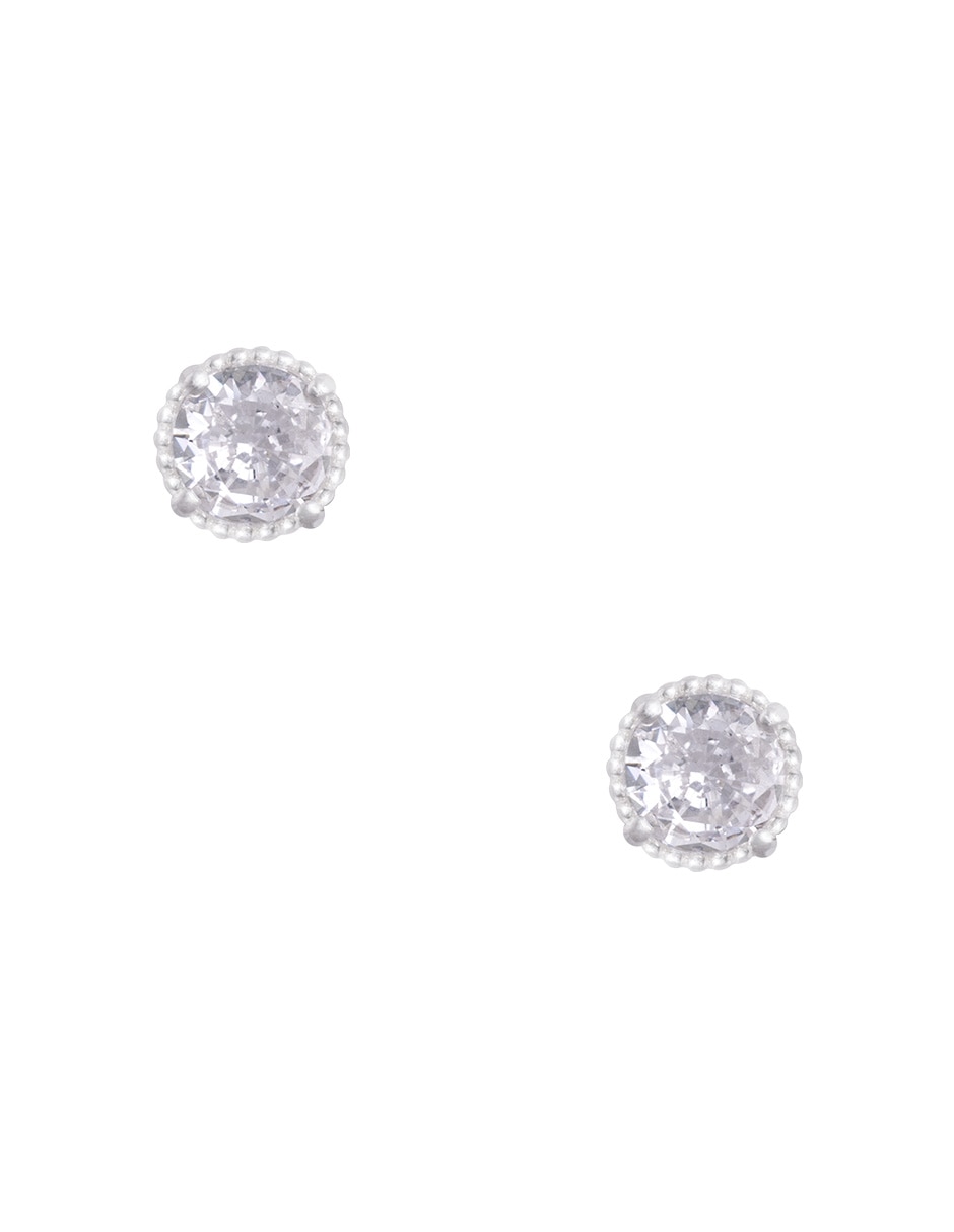 Broqueles redondos de Plata P 925 con acabado pulido zirconia