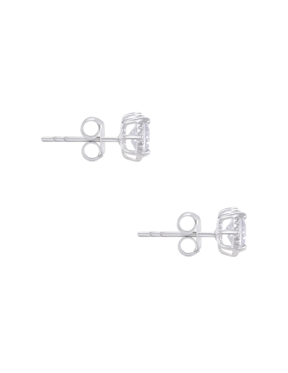 Broqueles redondos de Plata P 925 con acabado pulido zirconia 2