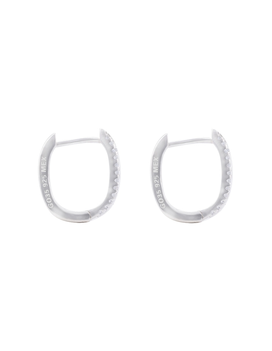 Aretes huggies redondos de Plata P 925 con acabado pulido zirconia 4