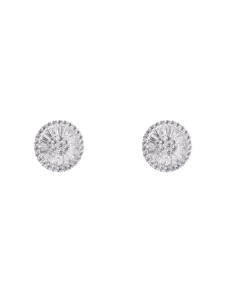 Broqueles redondos de Plata P 925 con acabado pavé zirconia Broqueles redondos de Plata P 925 con acabado pavé zirconia