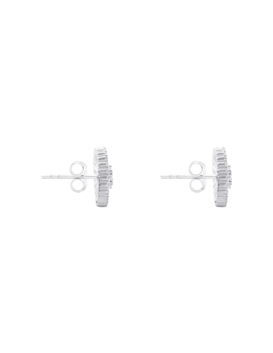 Broqueles redondos de Plata P 925 con acabado pavé zirconia 4