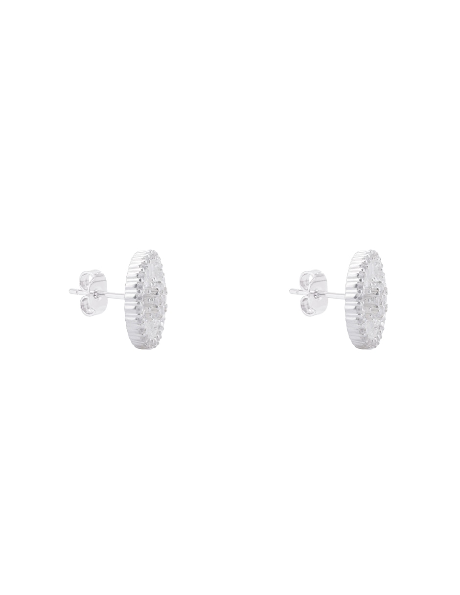 Broqueles redondos de Plata P 925 con acabado pavé zirconia 2