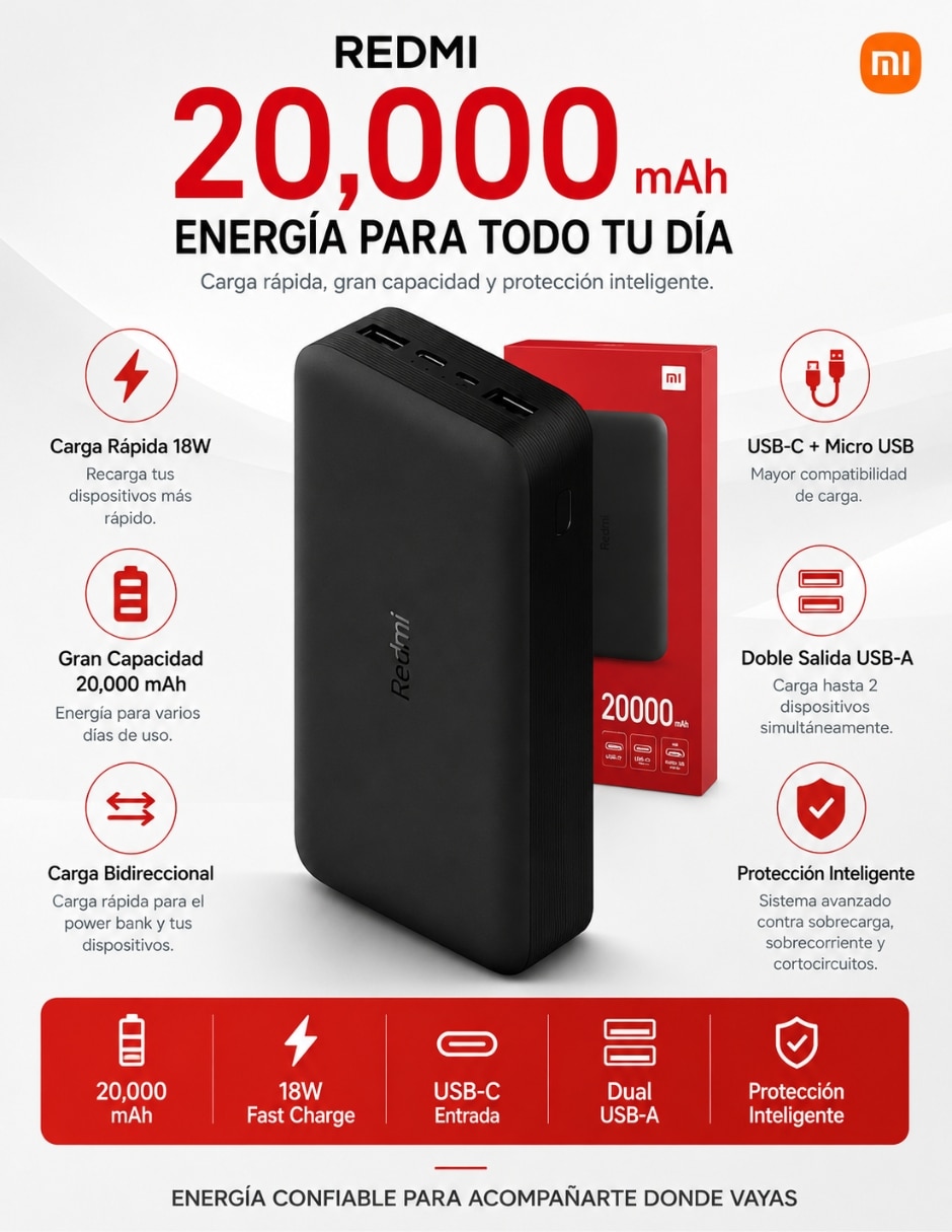 Batería portátil Xiaomi 20000 mAh
