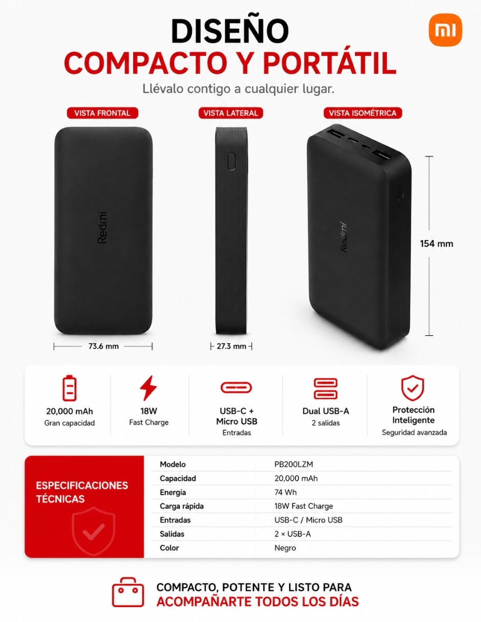Batería portátil Xiaomi 20000 mAh