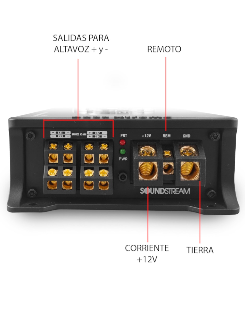 Amplificador para auto Steelpro TM-740X4 de 9-16 VDC