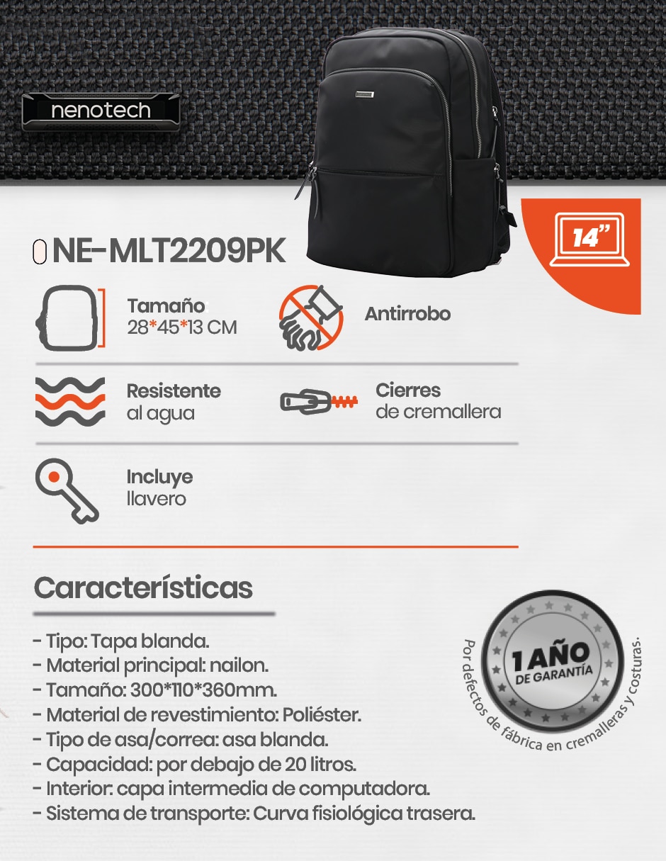 Con portalaptop Nenotech A71219 impermeable unisex