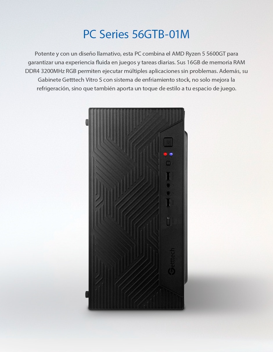 Computadora de escritorio Getttech vitro gpa-vi56gtb-01m amd ryzen 5 amd radeon 7 16 gb ram 1 tb ssd