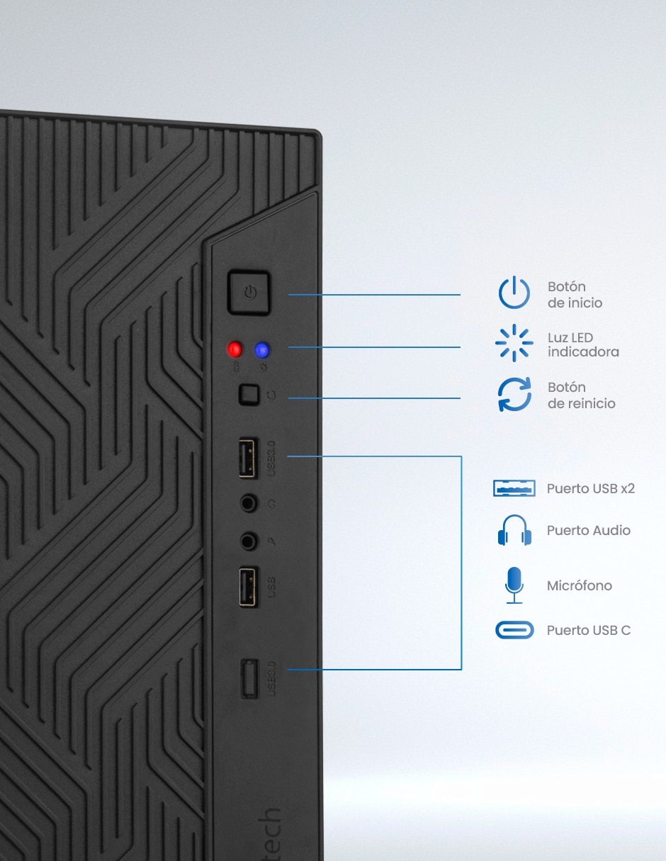 Computadora de escritorio Getttech vitro gpa-vi56gtb-01m amd ryzen 5 amd radeon 7 16 gb ram 1 tb ssd