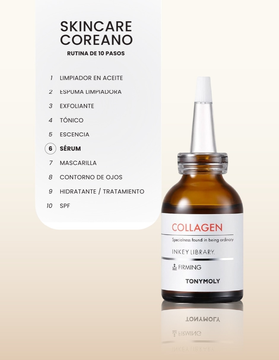 Hidratante facial suero de colágeno Inkey Library Tonymoly