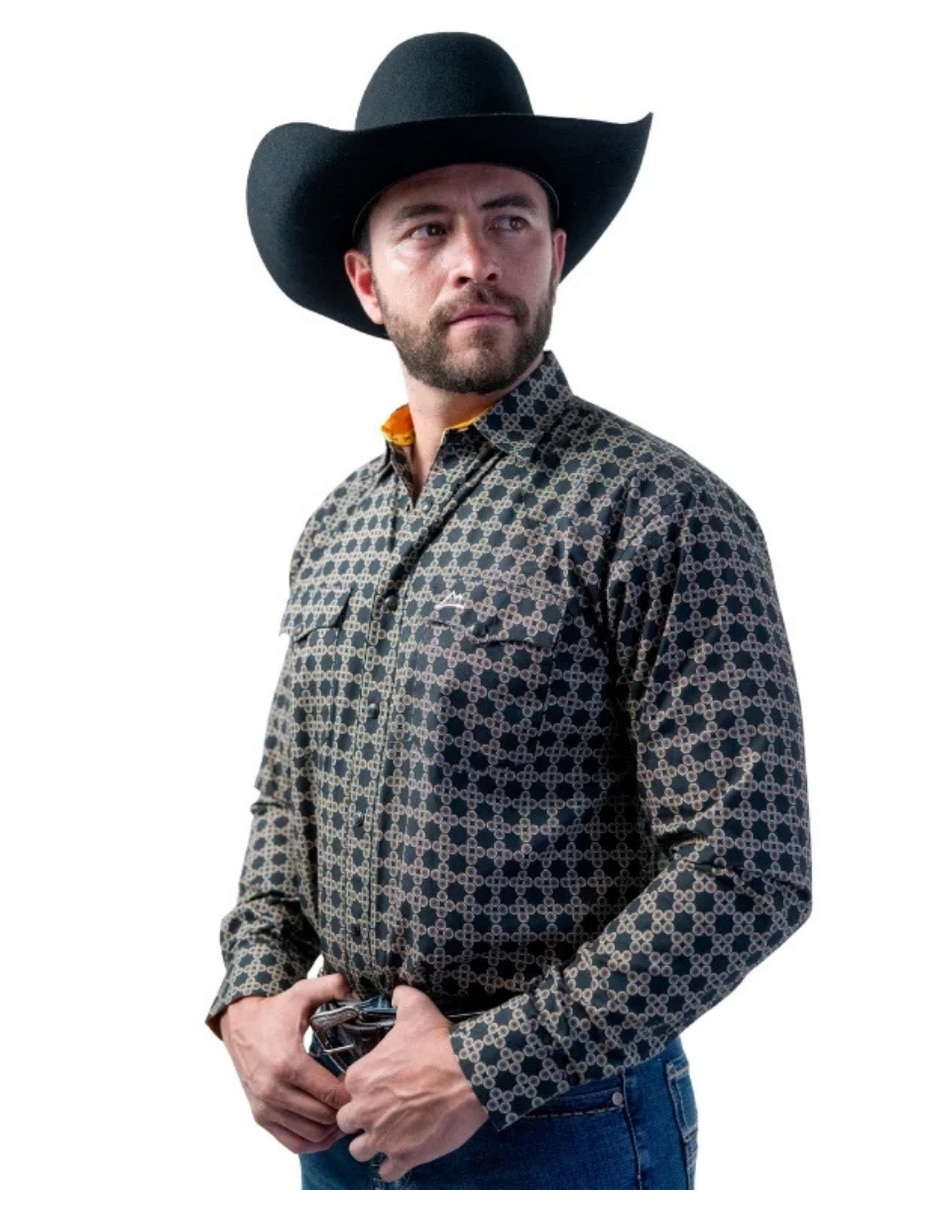 Camisa casual icy denver de algodón manga larga para hombre