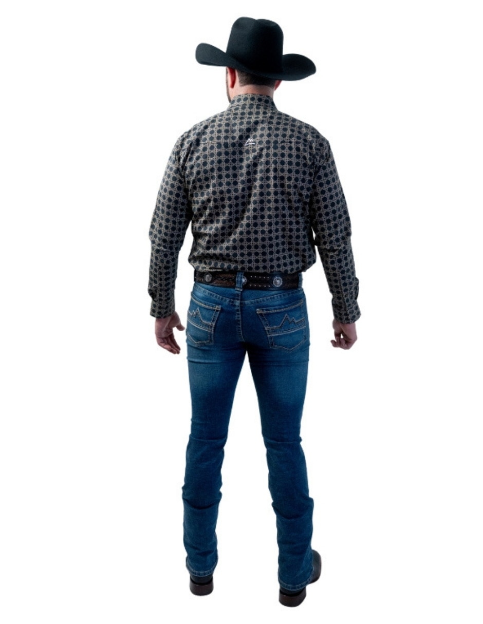 Camisa casual icy denver de algodón manga larga para hombre