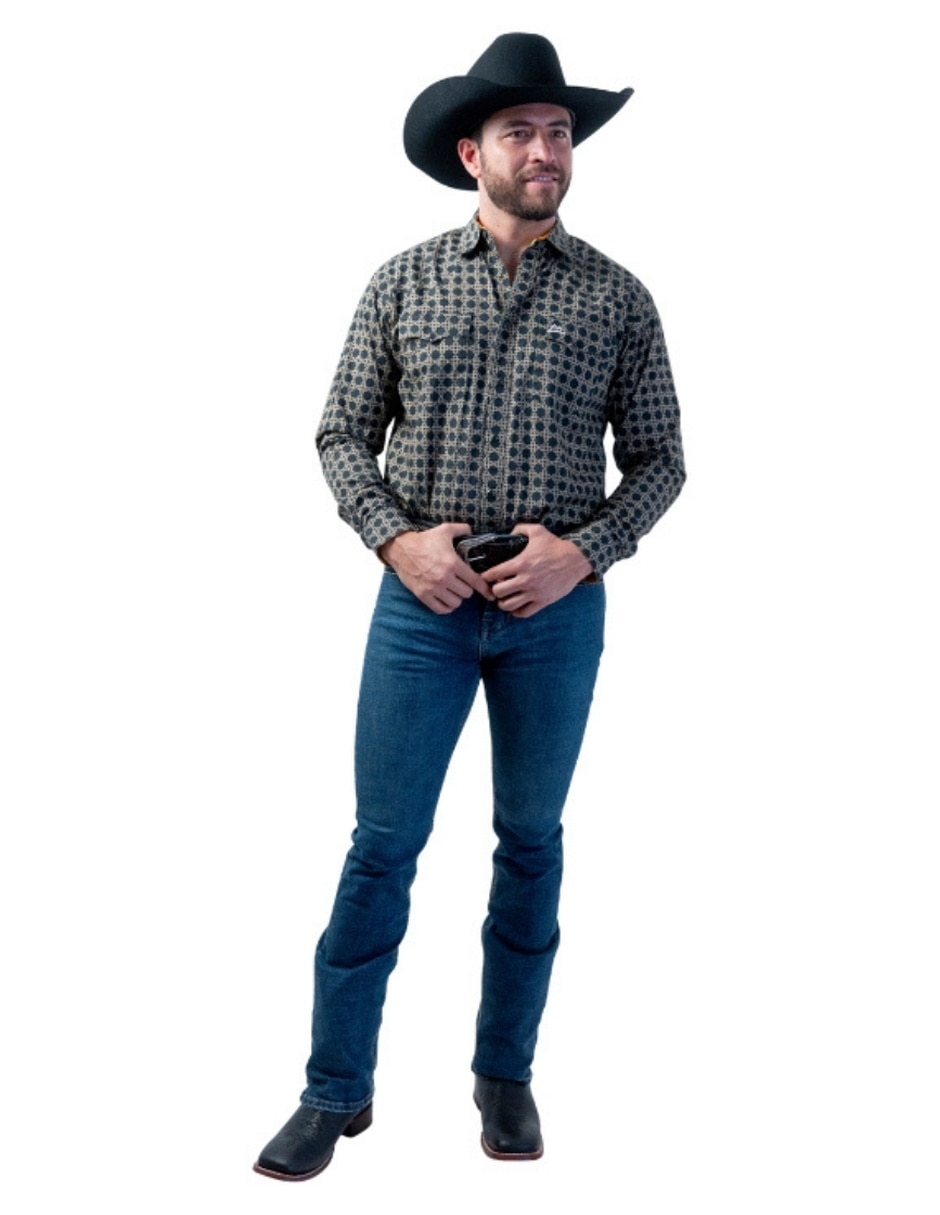 Camisa casual icy denver de algodón manga larga para hombre