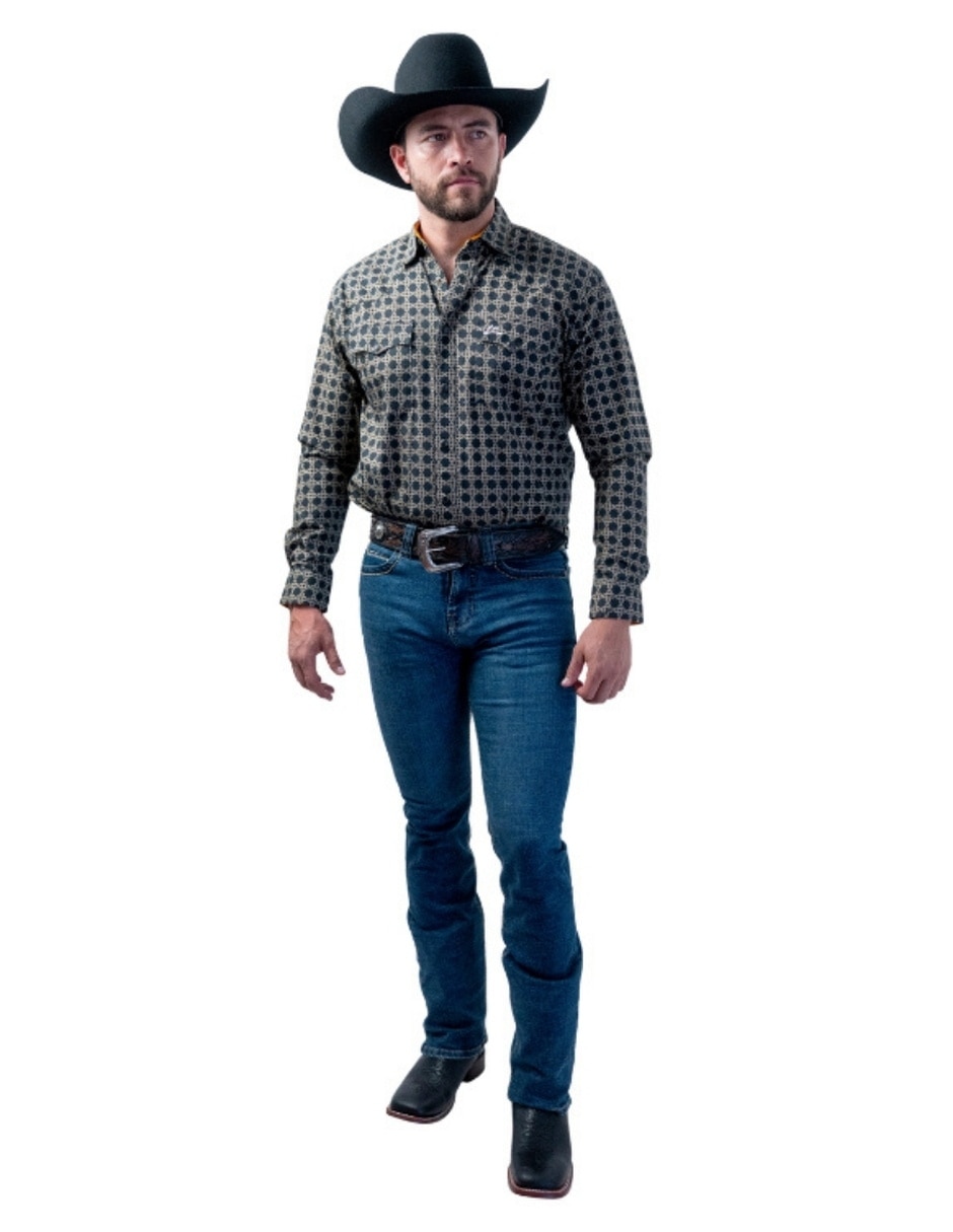 Camisa casual icy denver de algodón manga larga para hombre