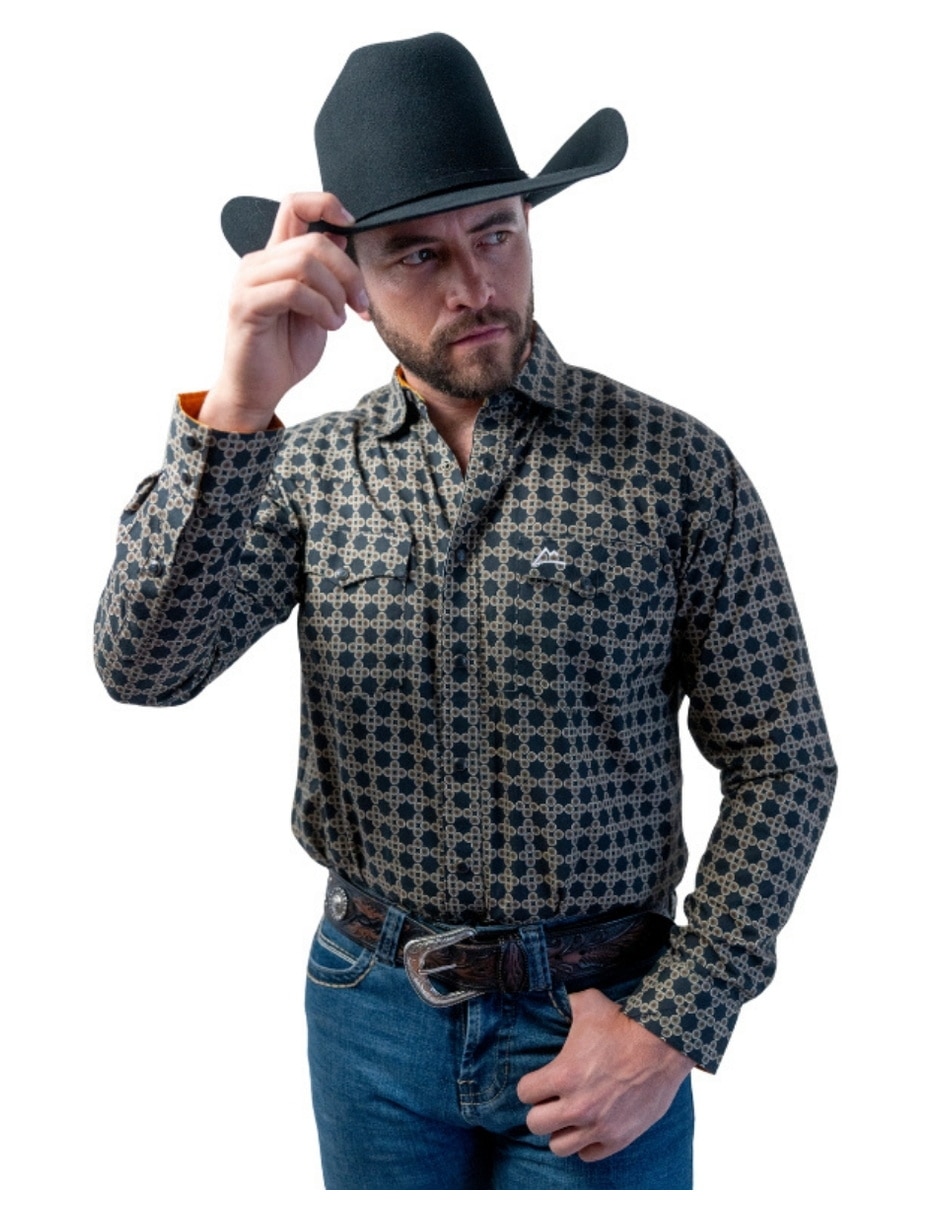Camisa casual icy denver de algodón manga larga para hombre