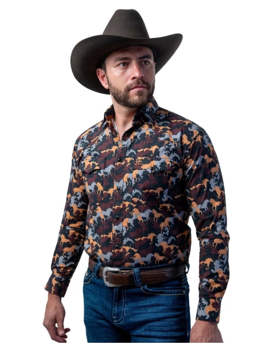 Camisa casual icy denver de algodón manga larga para hombre