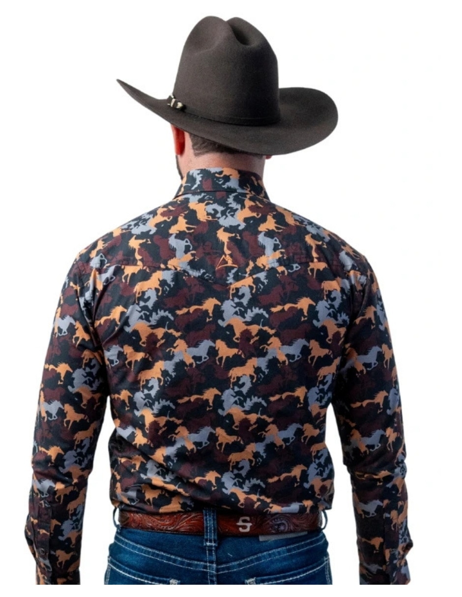 Camisa casual icy denver de algodón manga larga para hombre