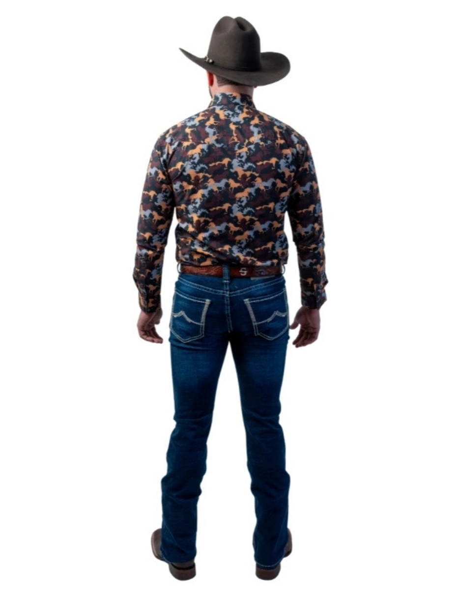Camisa casual icy denver de algodón manga larga para hombre