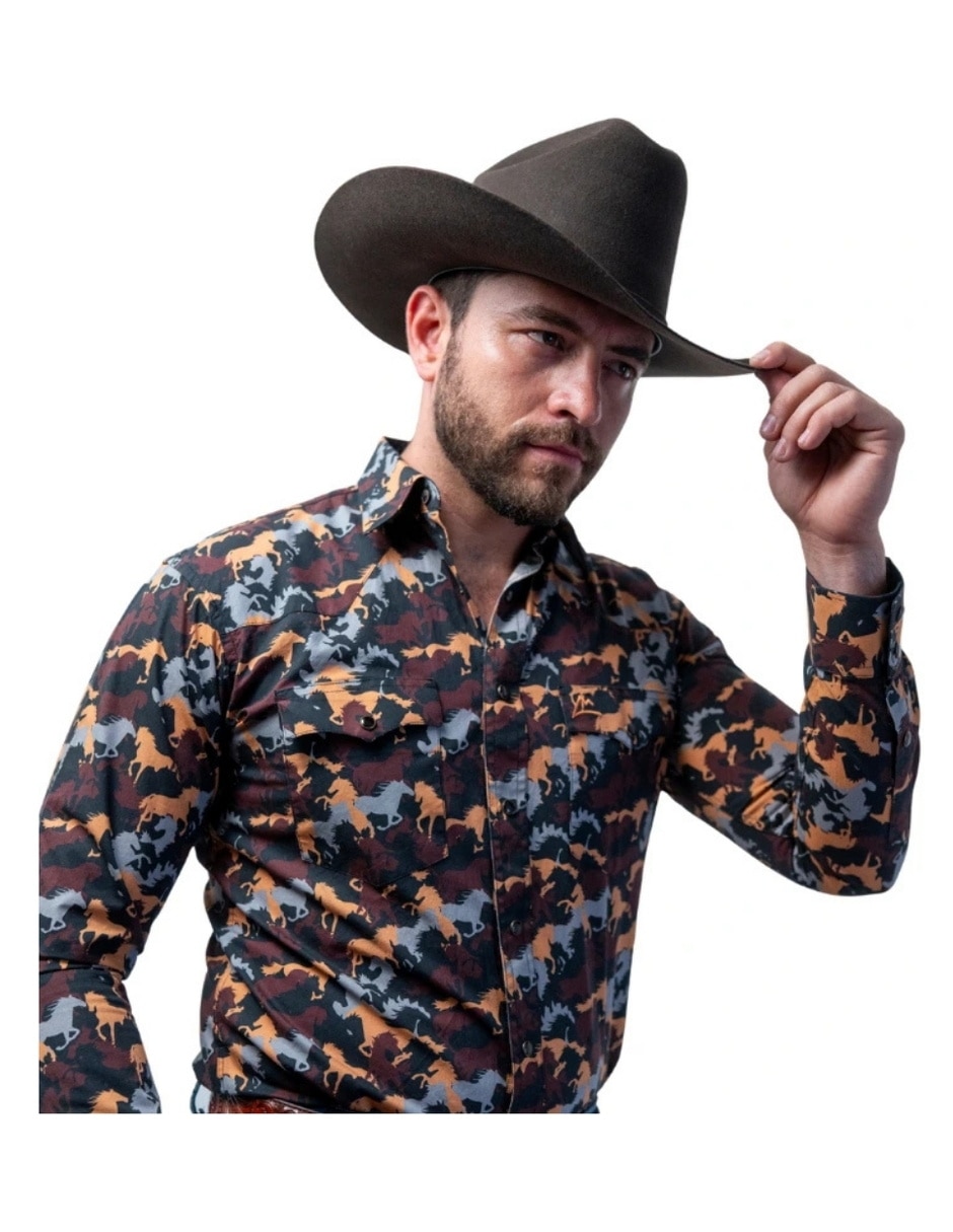 Camisa casual icy denver de algodón manga larga para hombre