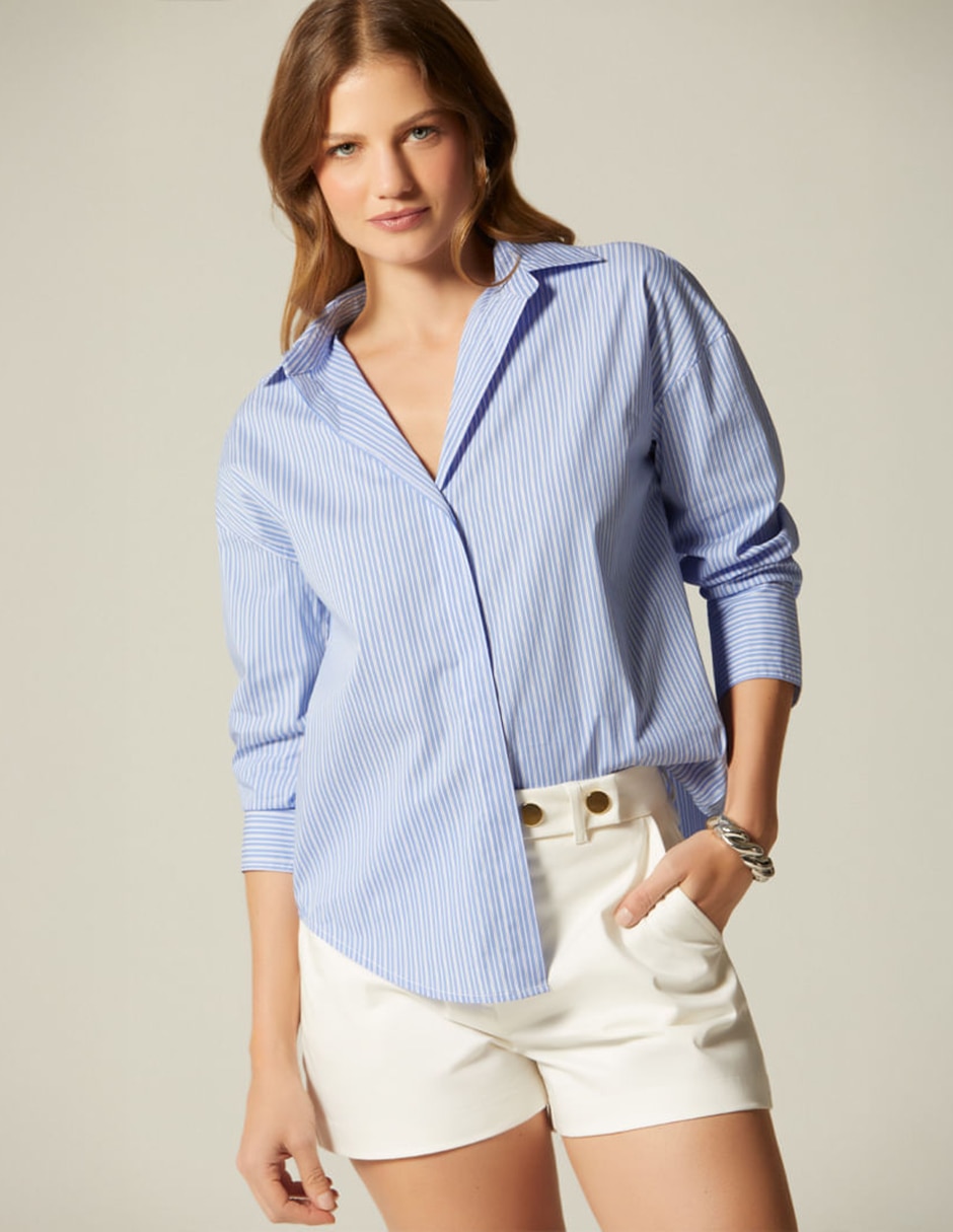 Blusa camisera studio f manga larga para mujer