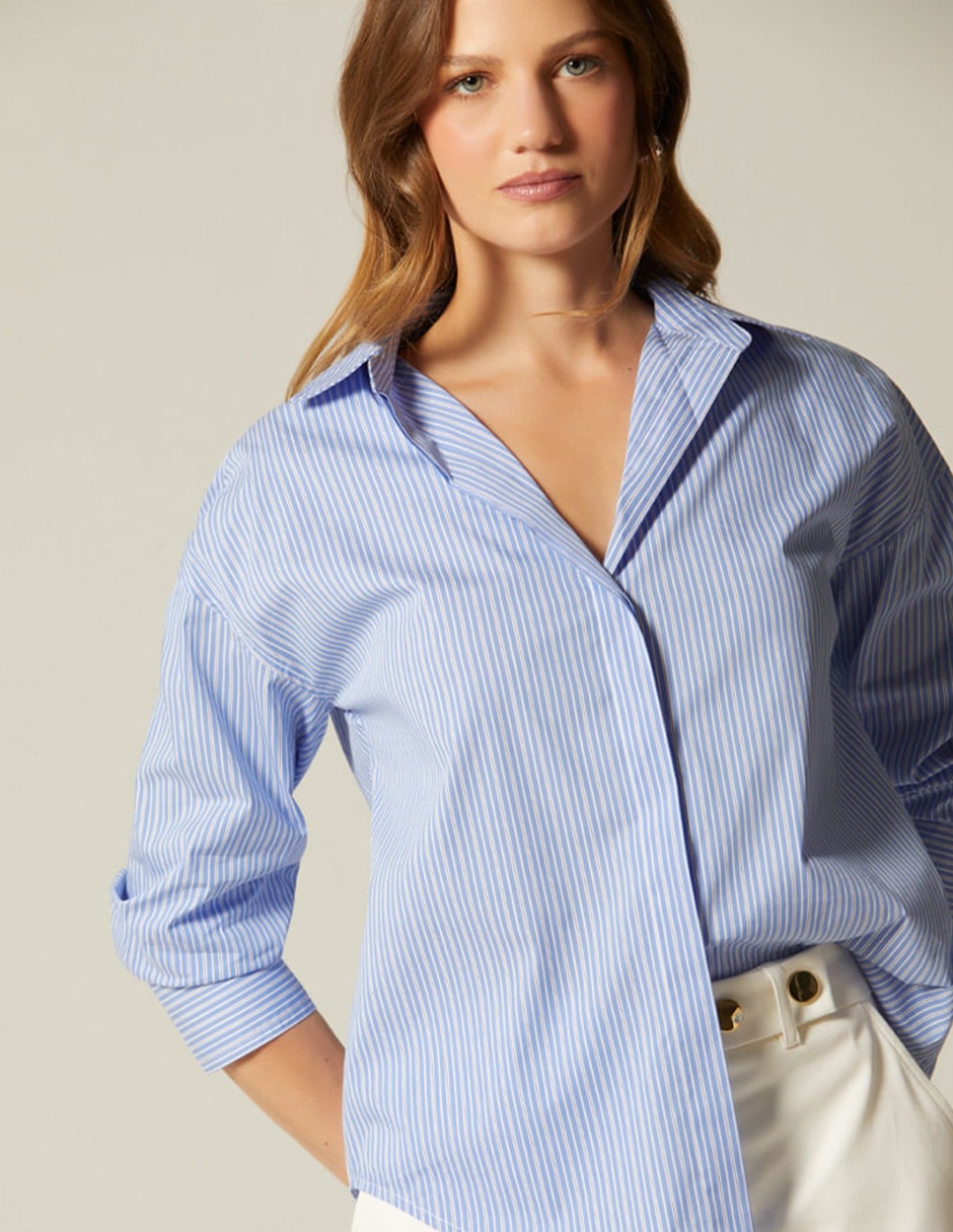Blusa camisera studio f manga larga para mujer