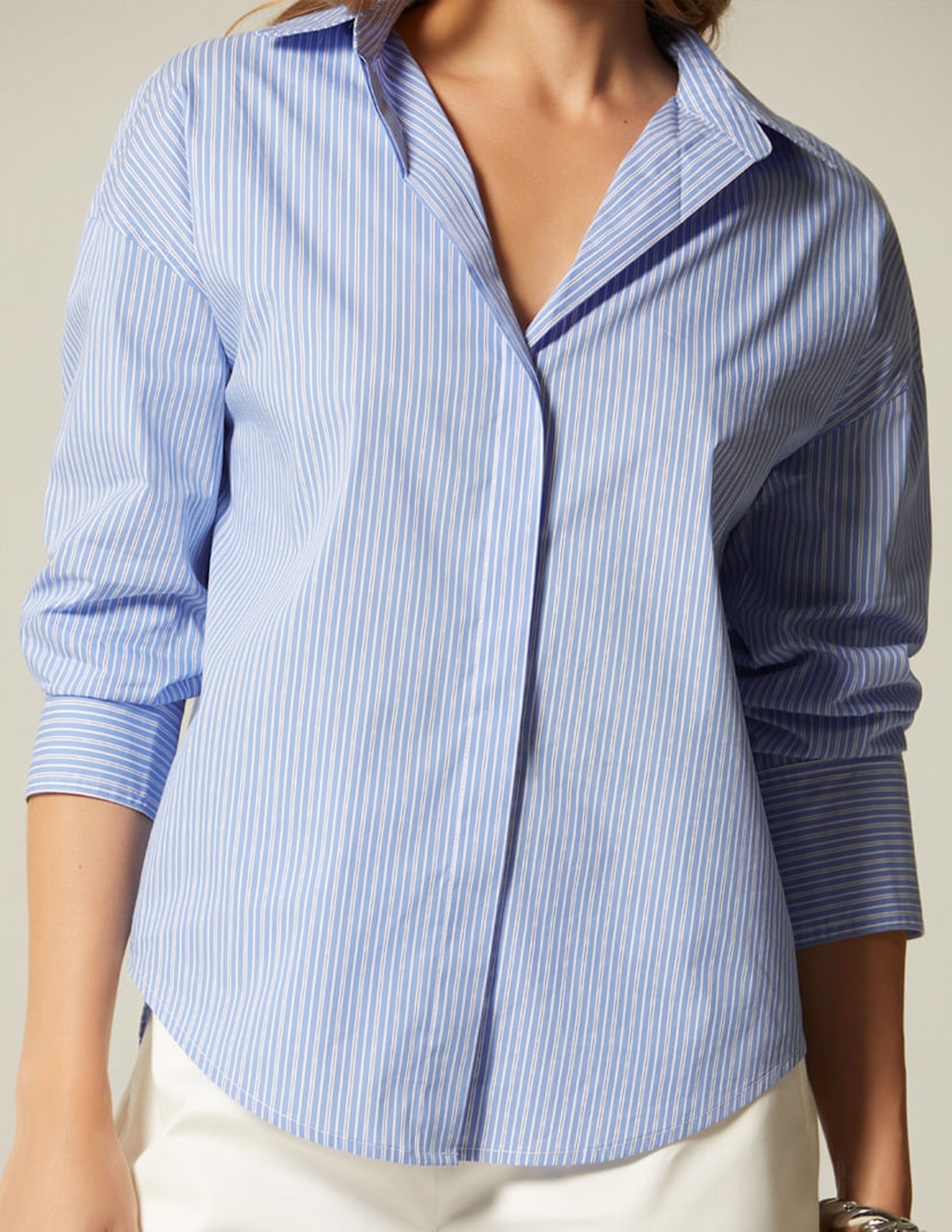Blusa camisera studio f manga larga para mujer