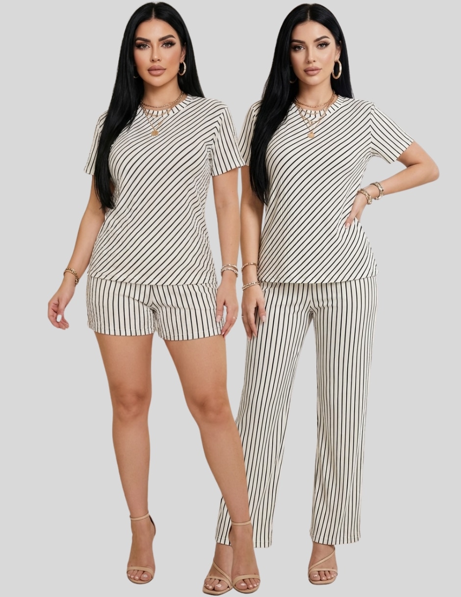 Conjunto casual conjuntos de 3 piezas de poliéster para mujer 3