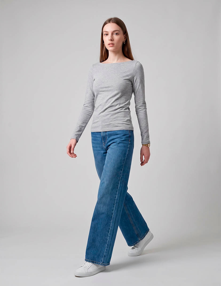 Playera manga larga cuello redondo para mujer Playera manga larga cuello redondo para mujer
