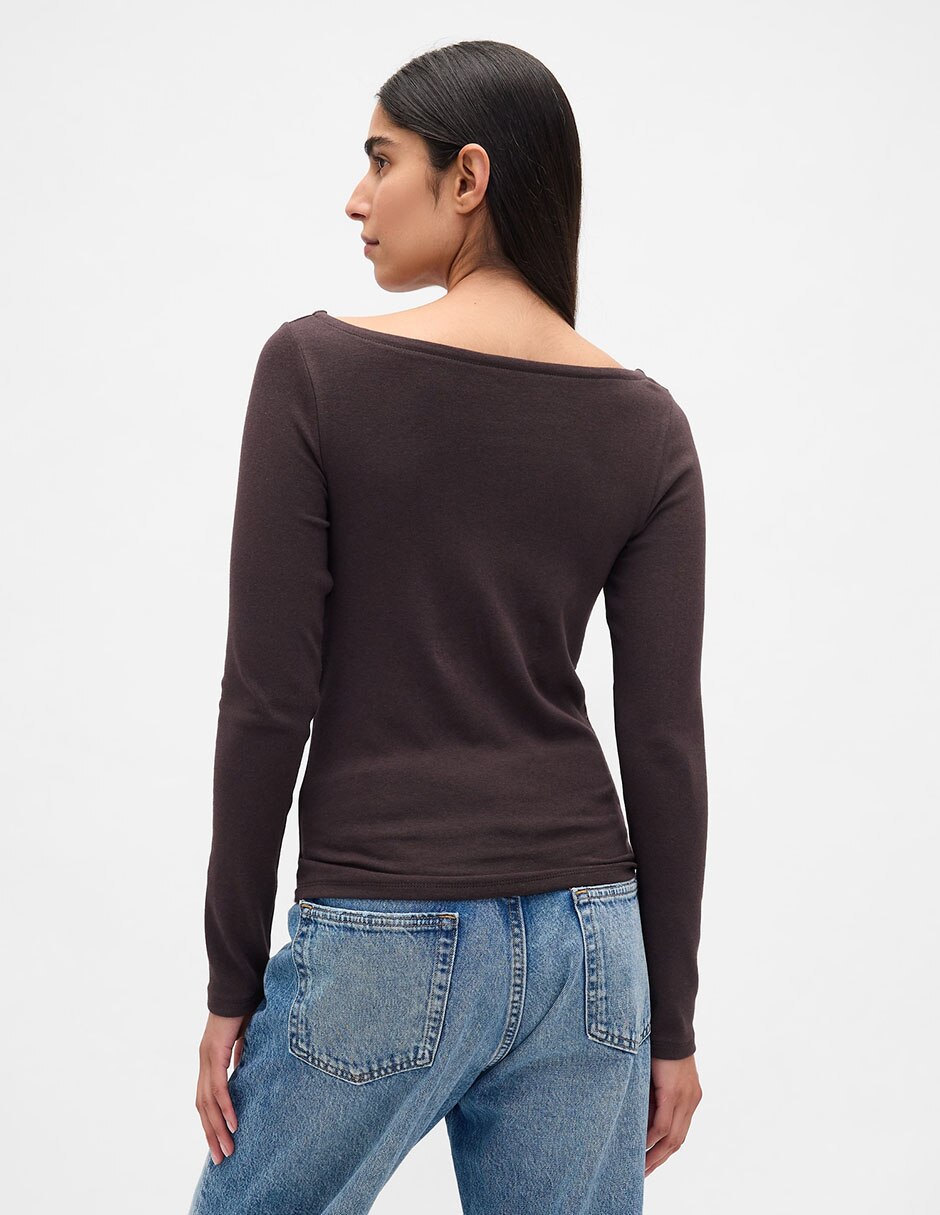 Playera manga larga cuello redondo mujer 3
