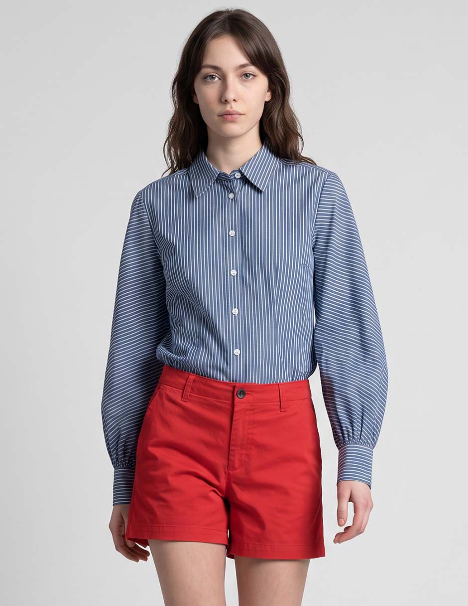 Camisa de algodón manga larga para mujer