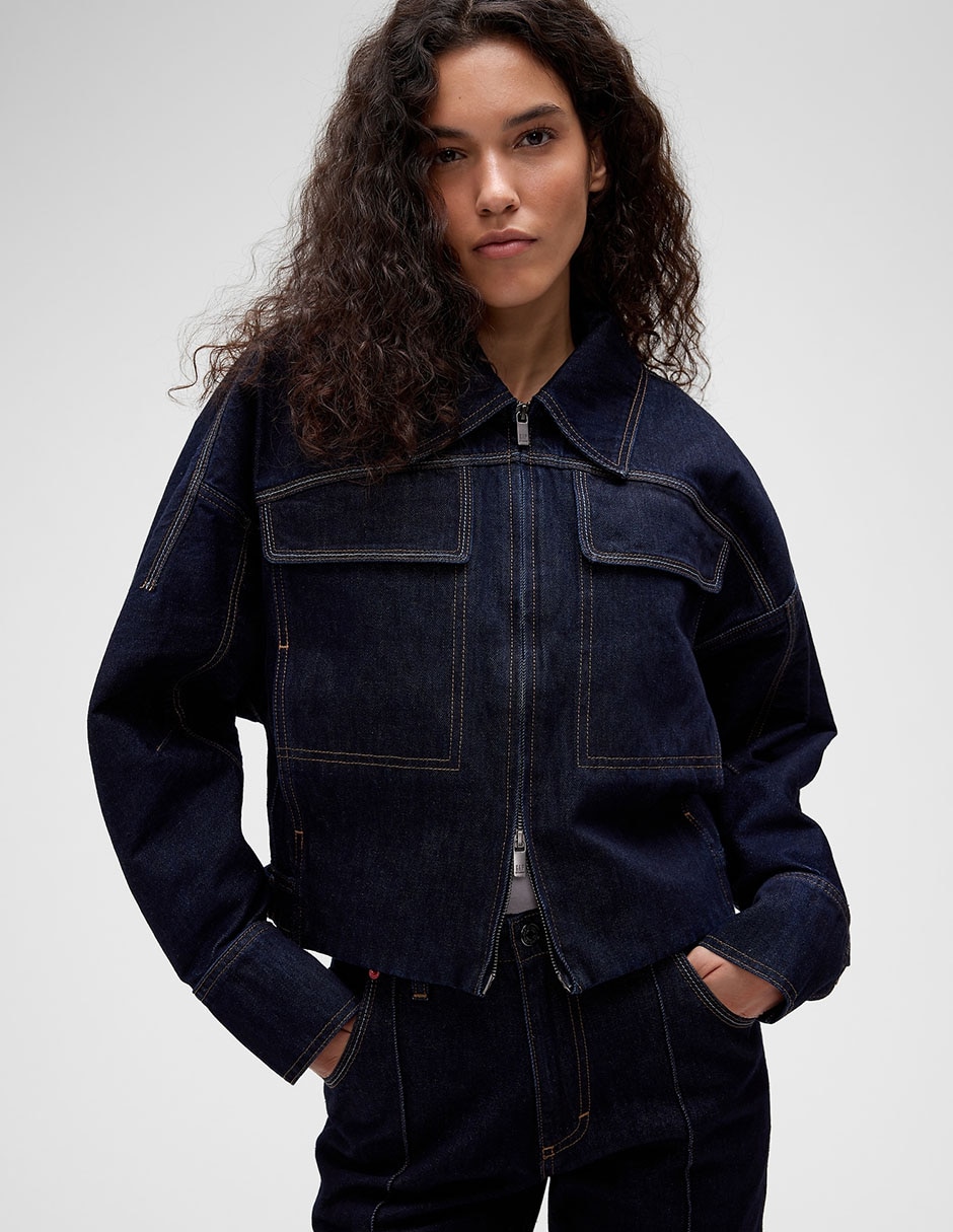 Gap Studio Chamarra Crop con Bolsas