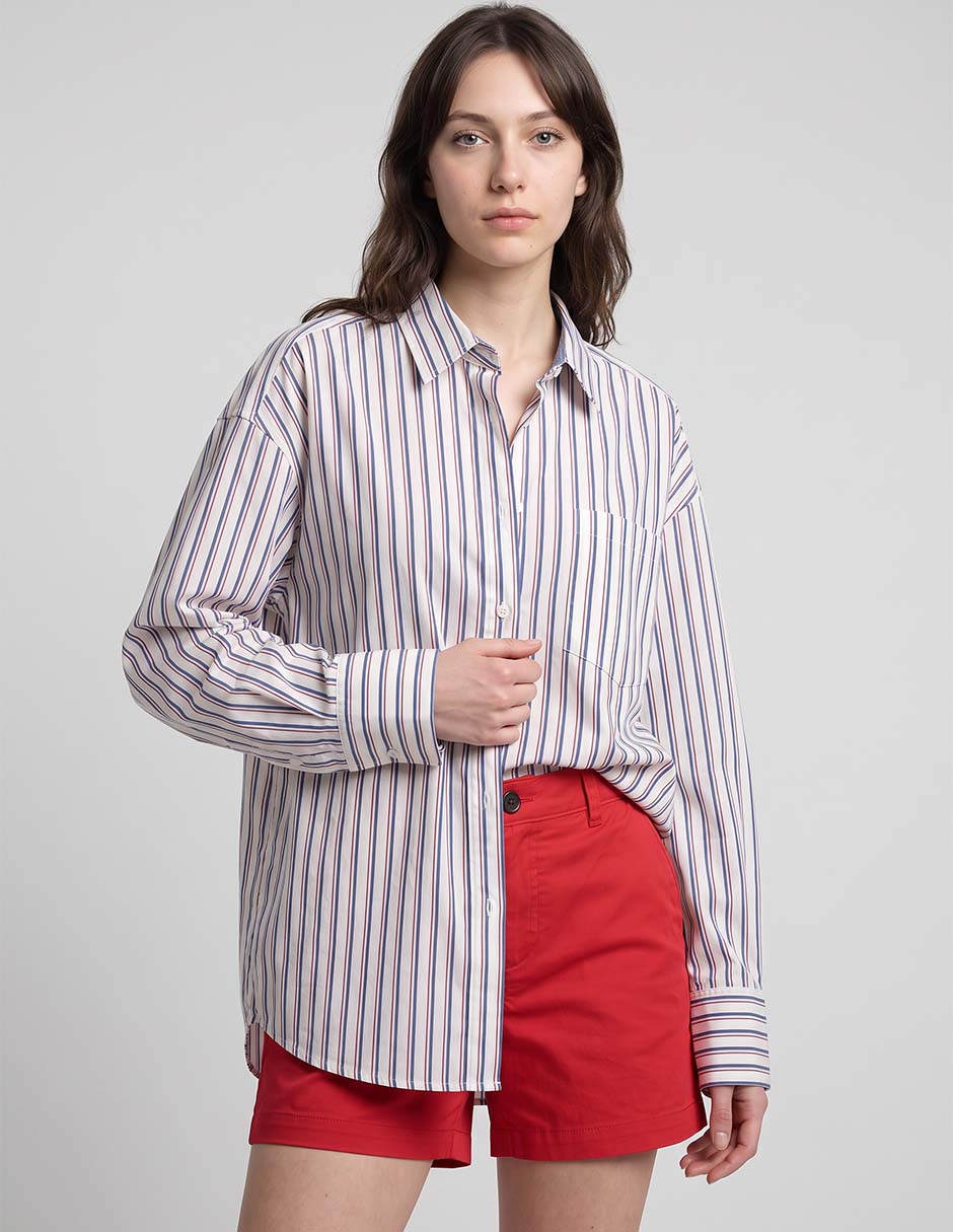 Camisa de algodón manga larga para mujer Camisa de algodón manga larga para mujer