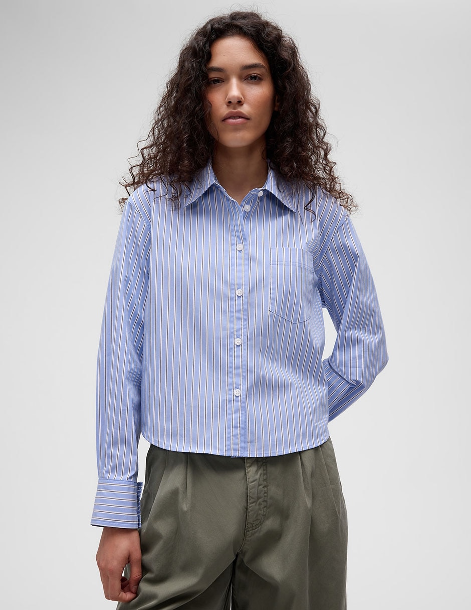 Gap Studio Camisa Crop de Popelina