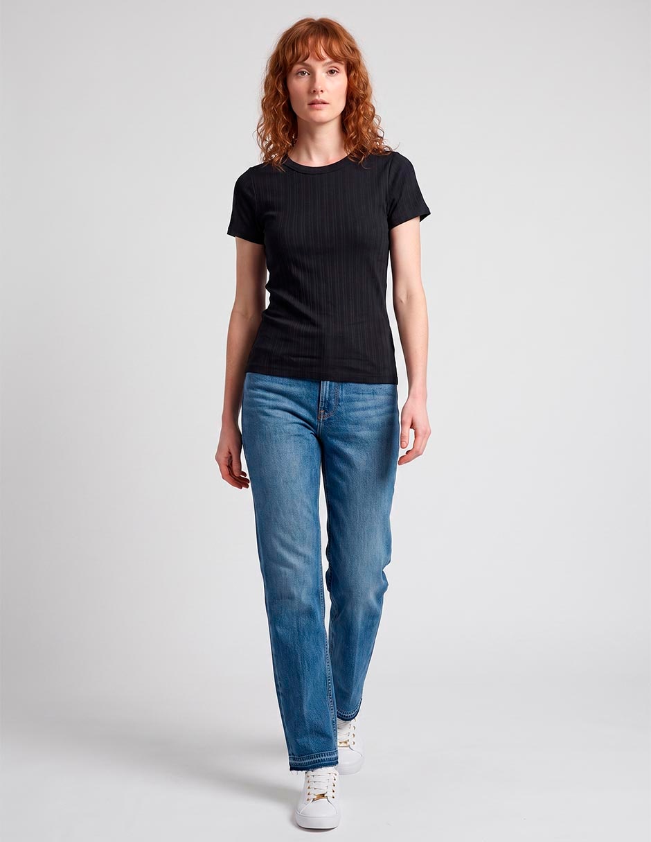 Playera manga corta cuello redondo para mujer