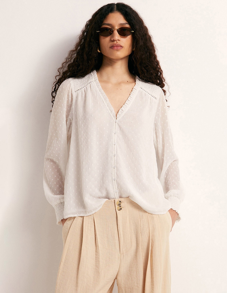 Blusa manga larga para mujer