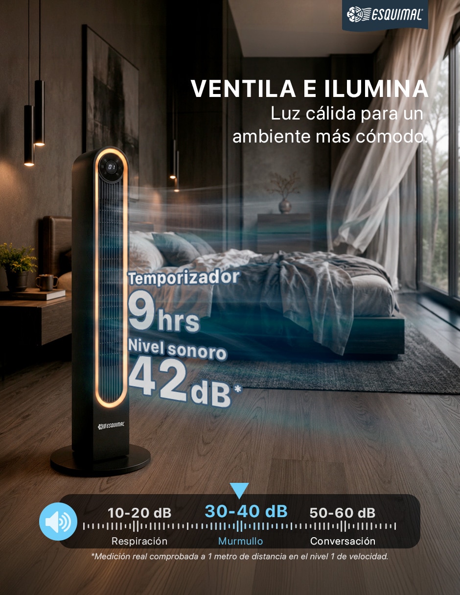 Ventilador de torre Esquimal con control remoto 4 velocidades