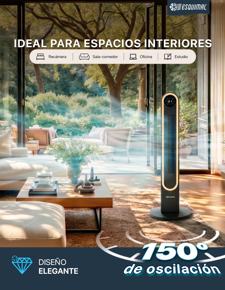 Ventilador de torre Esquimal con control remoto 4 velocidades