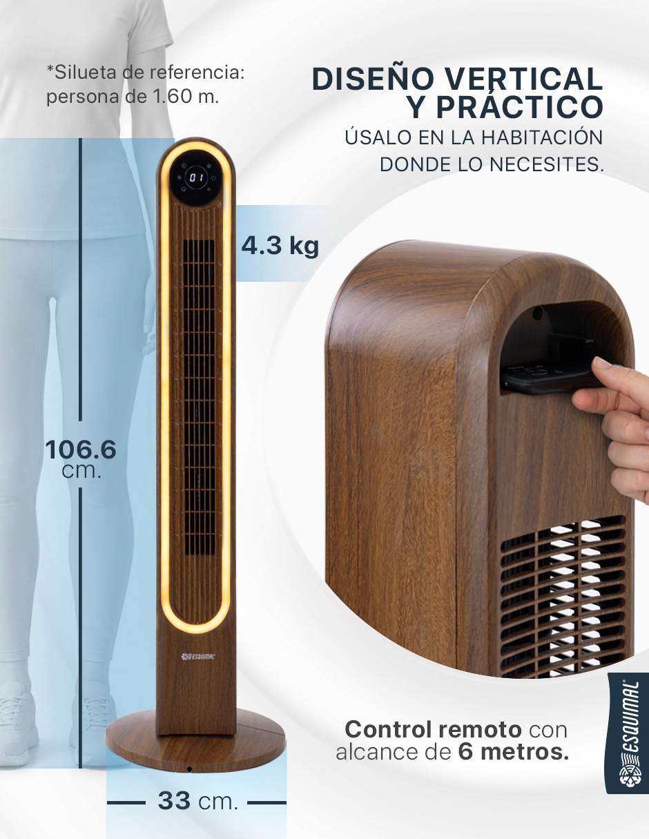 Ventilador de torre con control remoto 4 velocidades 7