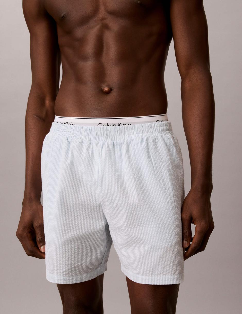 Short pijama estampado a rayas de algodón para hombre