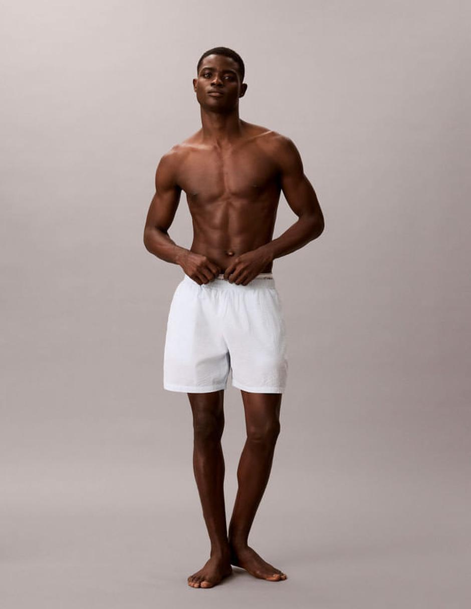 Short pijama estampado a rayas de algodón para hombre