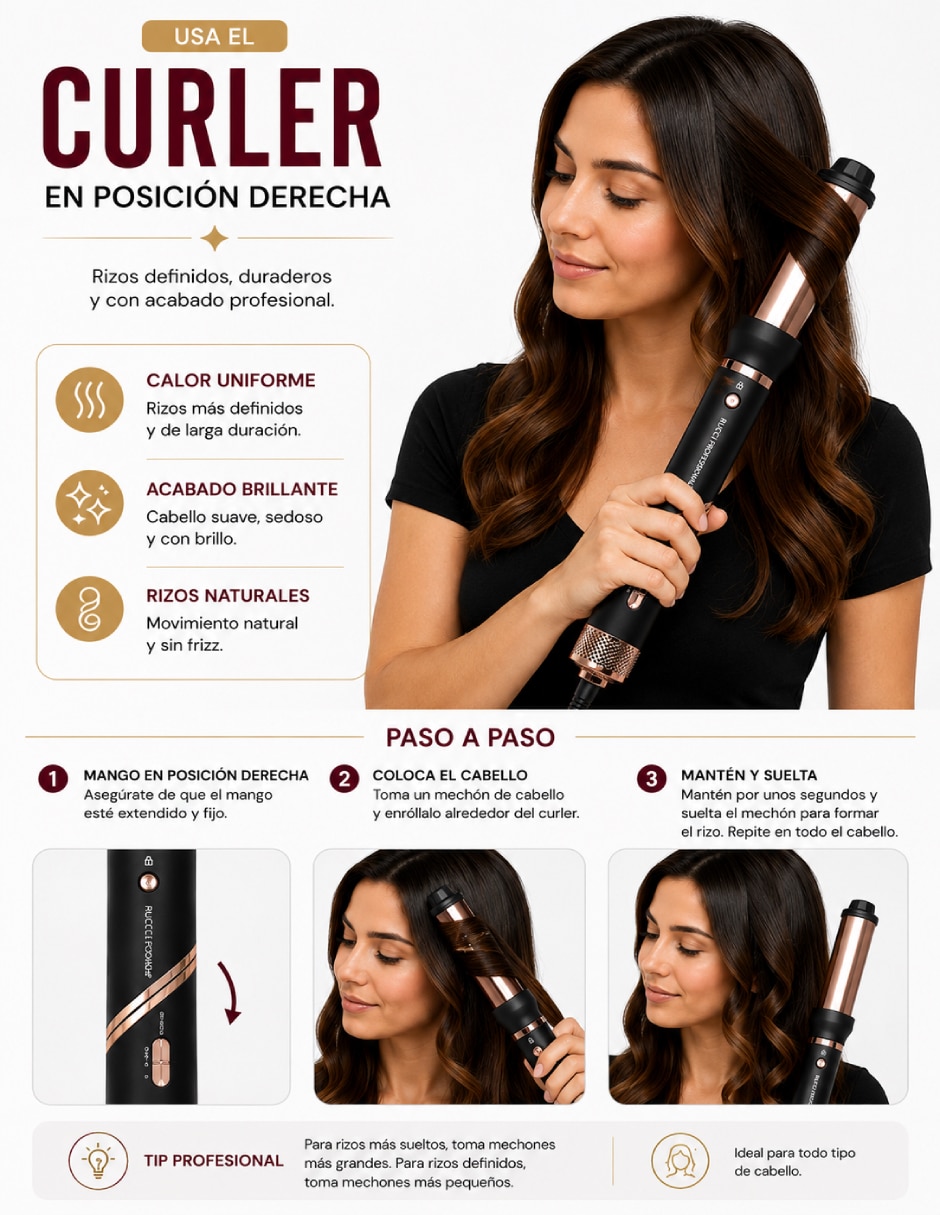 Secadora de cabello Rucci Multiglam Styler HD123