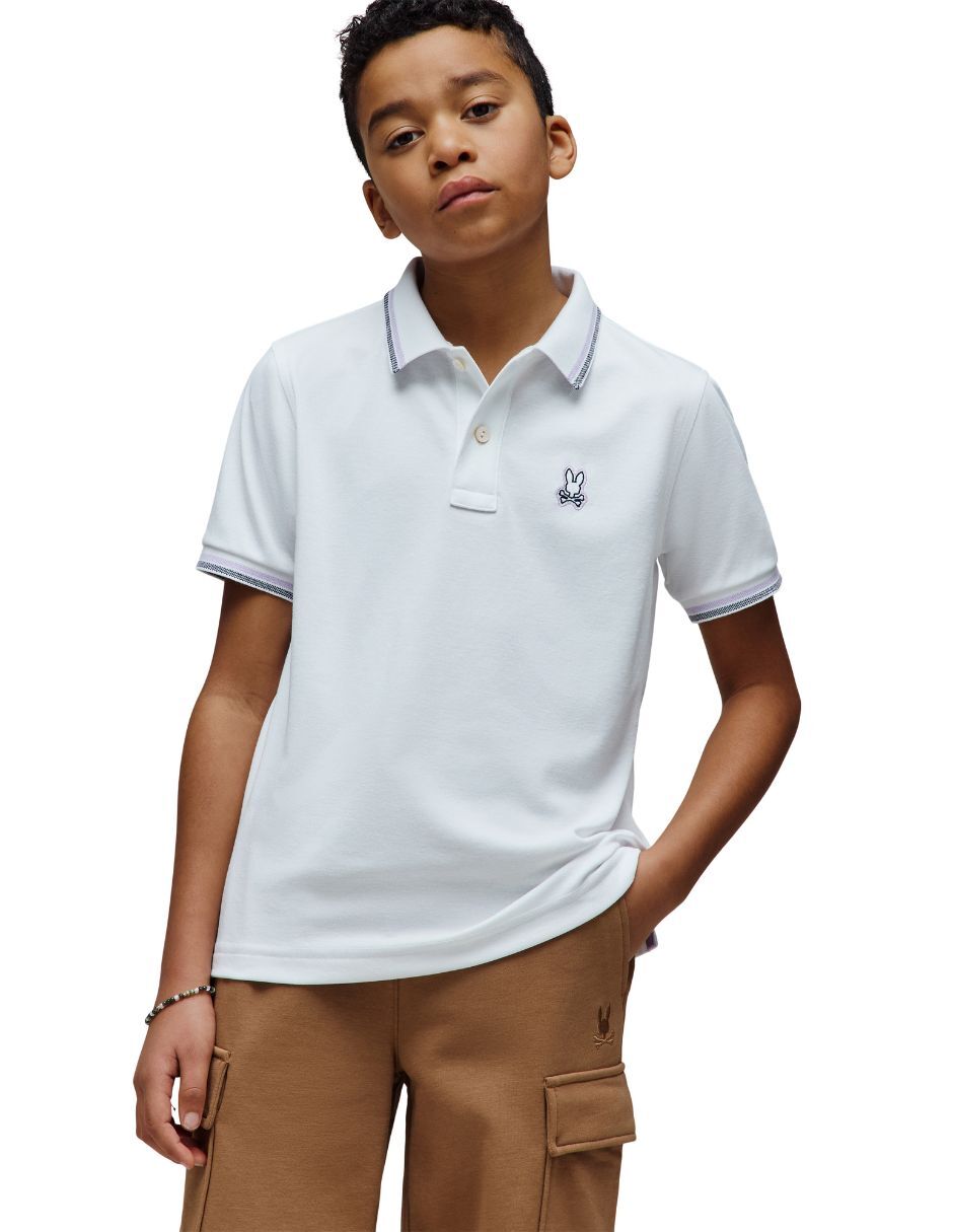 Playera tipo polo psycho bunny de algodón pima para infantil niño