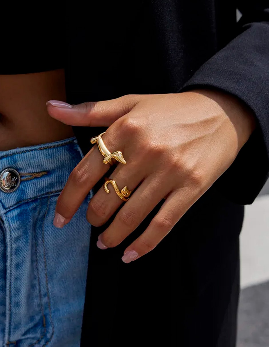 Set anillo nira 14 k de oro laminado zirconia cúbica brillante