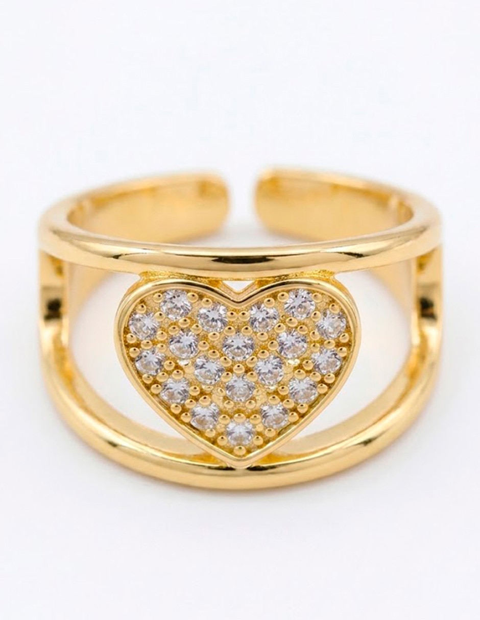 Anillo de corazón nira 14 k de oro laminado brillante