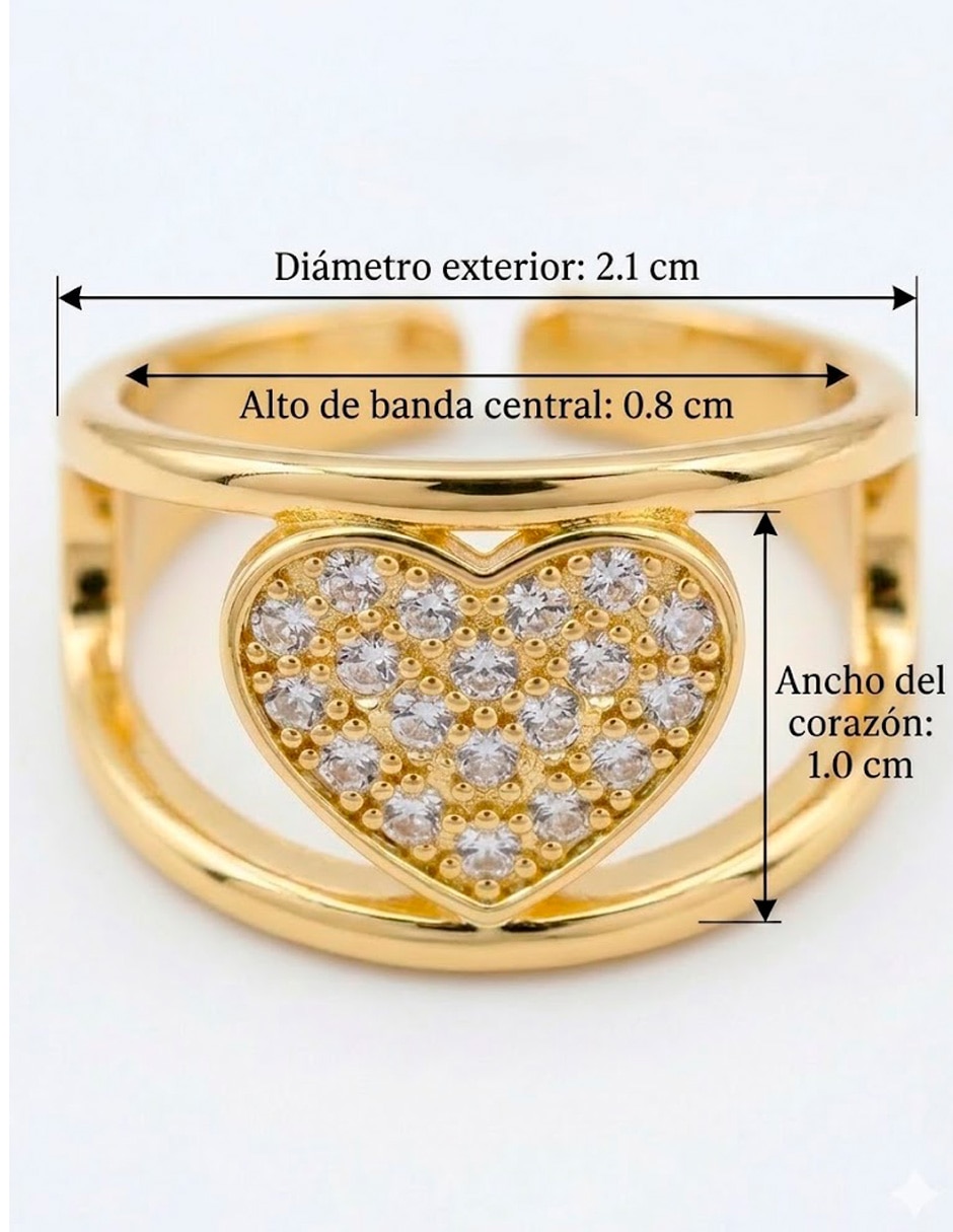 Anillo de corazón nira 14 k de oro laminado brillante