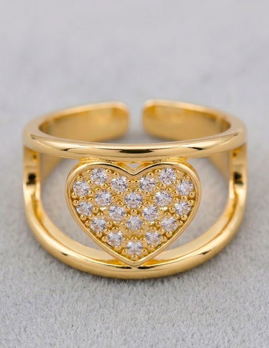 Anillo de corazón nira 14 k de oro laminado brillante