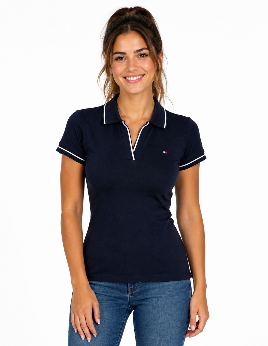 Playera manga corta tommy hilfiger cuello v para mujer