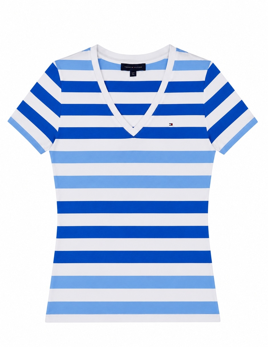 Playera manga corta tommy hilfiger cuello v para mujer